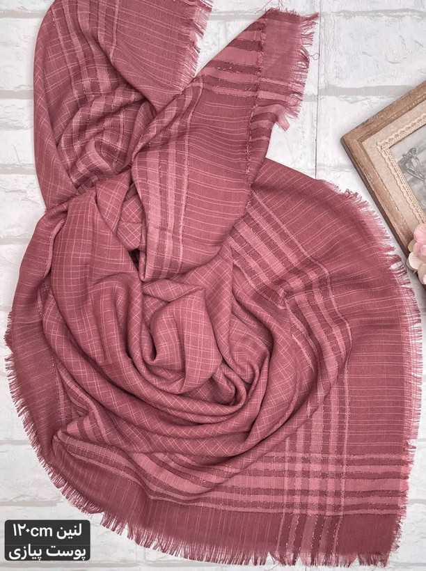 روسری نخ لنین لمه دار،قواره 120 سانتی ارسال رایگان