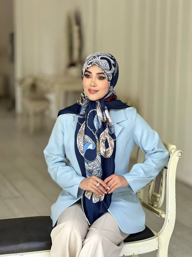 روسری ساتن ابریشم مجلسی ، قواره ۱۳۵، ارسال رایگان