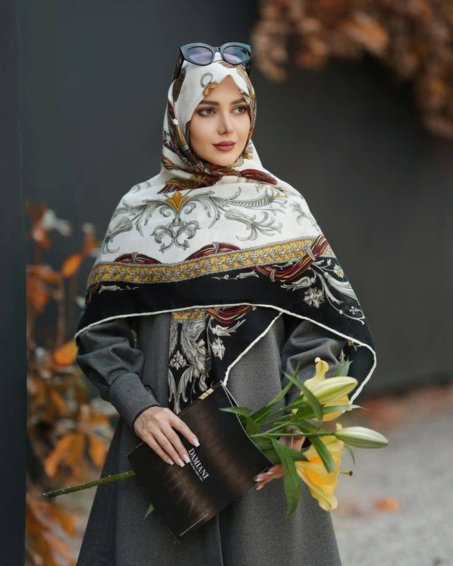 روسری سیااسکارف طرح اسلیمی ، قواره ۱۴۰، ارسال رایگان