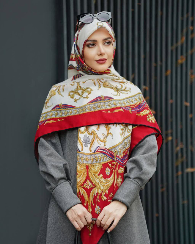 روسری سیااسکارف طرح اسلیمی ، قواره ۱۴۰، ارسال رایگان