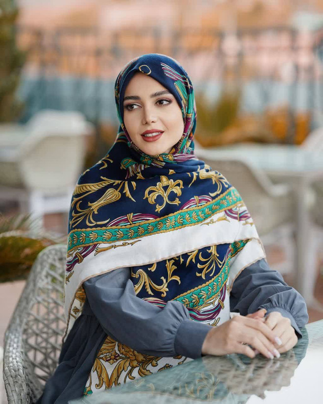 روسری سیااسکارف طرح اسلیمی ، قواره ۱۴۰، ارسال رایگان
