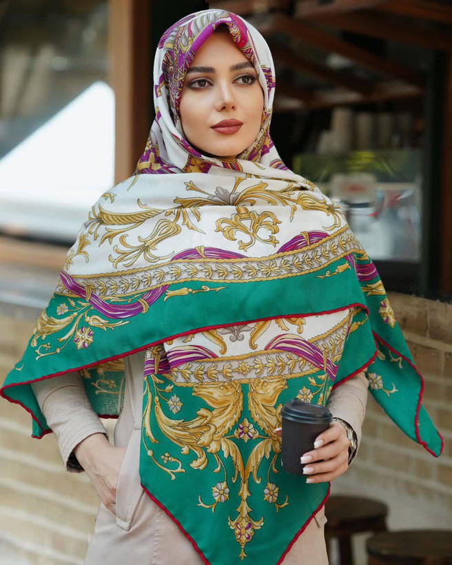 روسری سیااسکارف طرح اسلیمی ، قواره ۱۴۰، ارسال رایگان