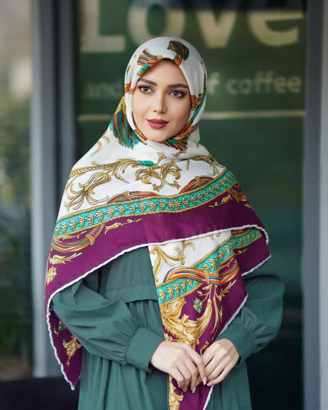 روسری سیااسکارف طرح اسلیمی ، قواره ۱۴۰، ارسال رایگان