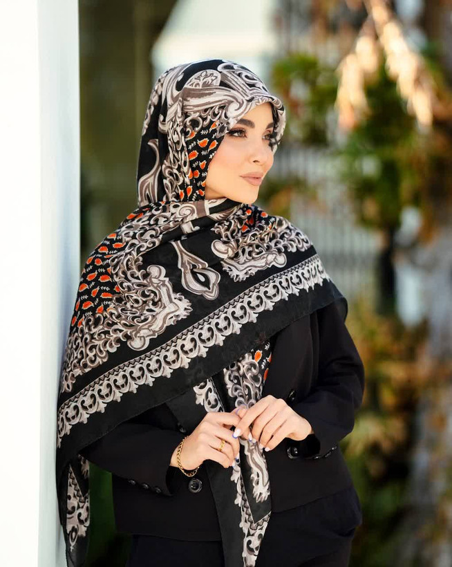 روسری سیااسکارف طرح بته جقه ، قواره ۱۴۰، ارسال رایگان