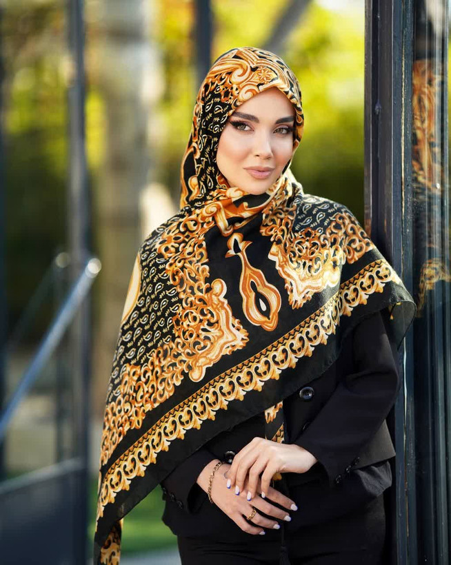 روسری سیااسکارف طرح بته جقه ، قواره ۱۴۰، ارسال رایگان