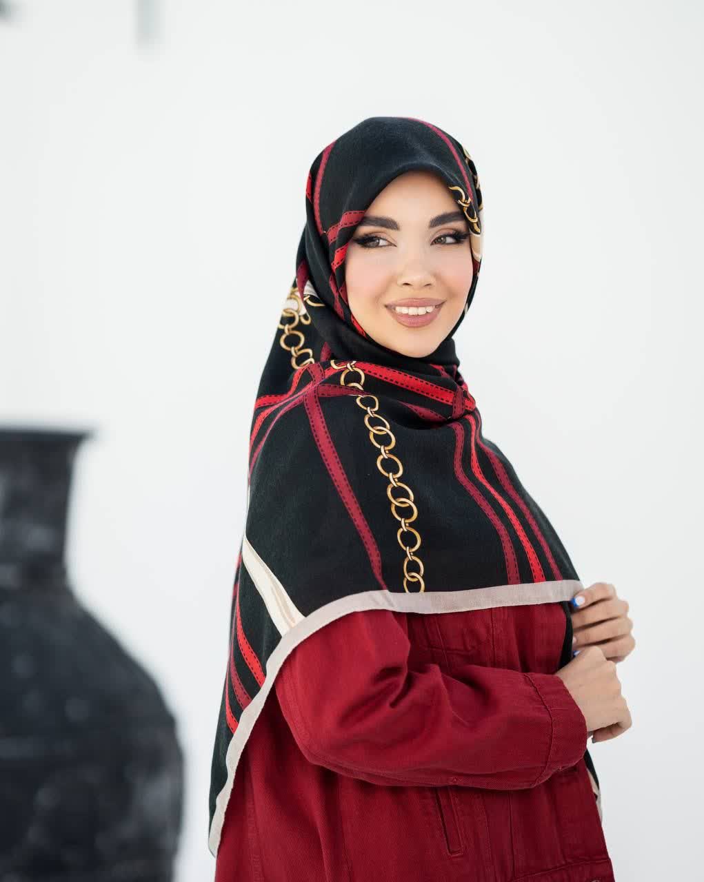 روسری سیااسکارف طرح زنجیری ، قواره ۱۴۰، ارسال رایگان