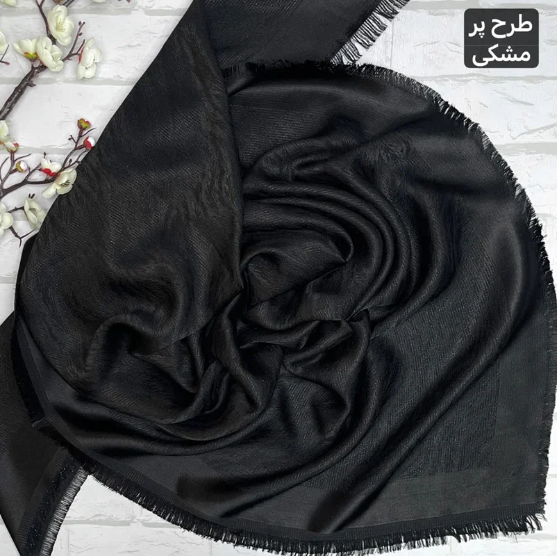 روسری نخ ابریشم ژاکارد لمه طرح پر | قواره ۱۴۰ | دور ریشه | دورو | ارسال رایگان