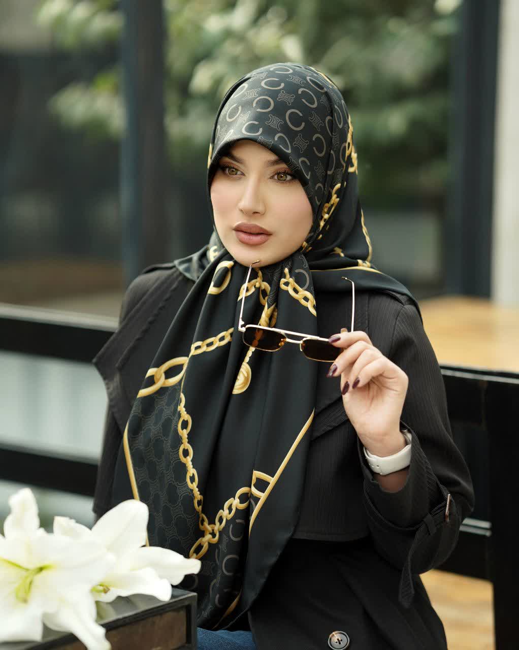 روسری ابریشم توییل قواره 135 دور دستدوز