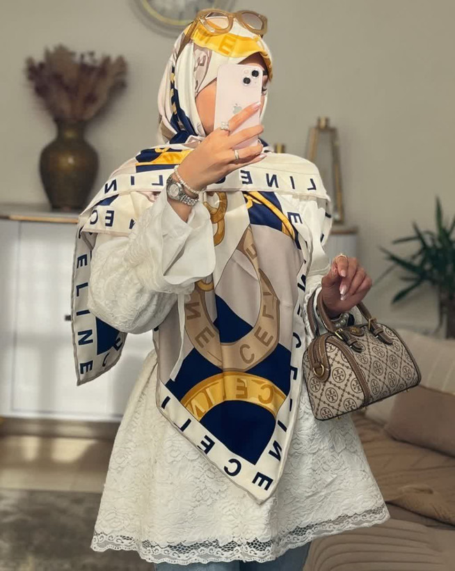 روسری ابریشم توییل طرح سلین یک قواره 135