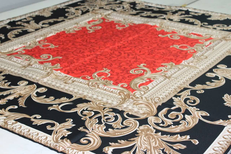روسری مجلسی ابریشم توییل طرح اسلیمی قواره 140