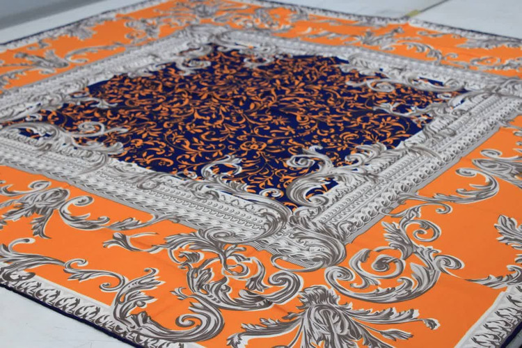 روسری مجلسی ابریشم توییل طرح اسلیمی قواره 140