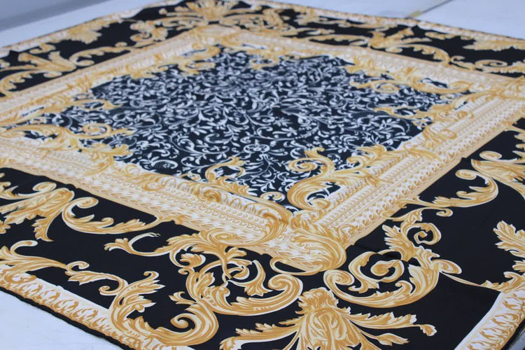 روسری مجلسی ابریشم توییل طرح اسلیمی قواره 140