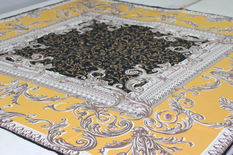 روسری مجلسی ابریشم توییل طرح اسلیمی قواره 140