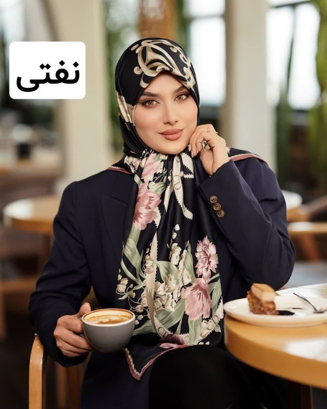 روسری مجلسی ابریشم توییل طرح لاله قواره 140