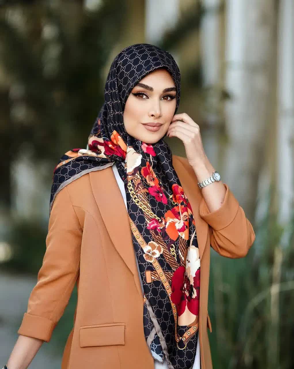 روسری مجلسی ابریشم توییل گوچی قواره 140